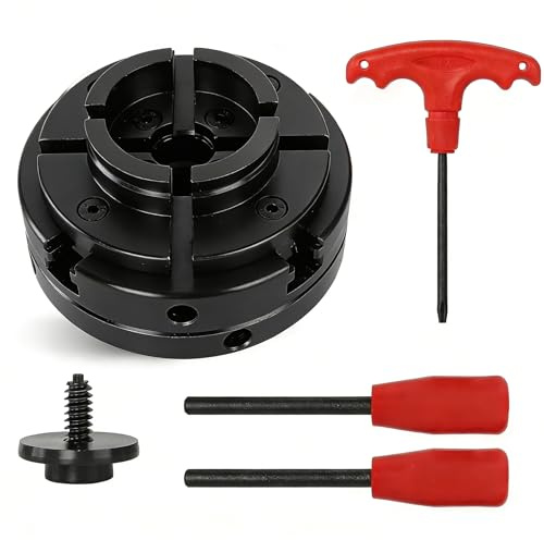 4 Inch Wood Lathe Chuck Set with Big Round Jaws,1 x 8 tpi thread - High-Grade 45 Steel, Nickel Plated Wood Turning Chuck