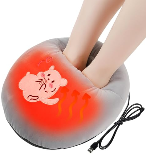 ZONSUSE Beheizter Fußwärmer mit Cartoon Eichhörnchen, 5V 2A Elektrischer Fußwärmer, USB Niedlicher Plüsch Fußwärmer, Konstante Temperatur 45°C, Geschenk für Kollegen, Senioren oder Freunde (Maus)