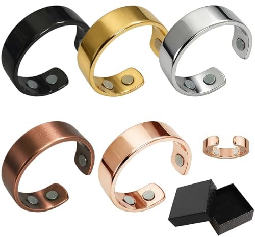 EduPlayte Magnetring Akupressur Ring Set - 5 Stück Magnetfeldtherapie Ringe mit Geschenkbox, Anti Stress Ring zur Unterstützung bei Ängsten, Verbesserte Schlafqualität