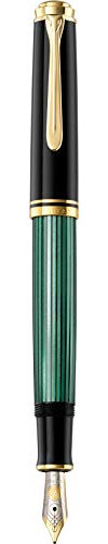 Pelikan 977538 Kolbenfüllhalter Souverän M 600 schwarz/grün Bicolor-GoldfederM