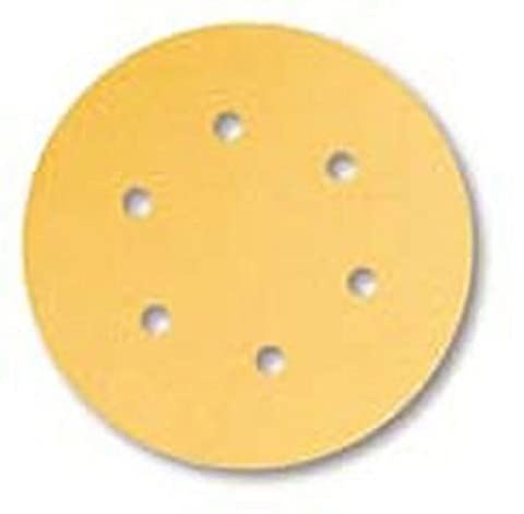 Mirka Gold Universal-Schleifpapier Ø 150mm / selbstklebend / 6-Loch/Korn P320, 100 Stk/Zum Schleifen von Gips, Spachtel, Spanplatten, Holz, Lack