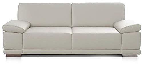 CAVADORE 2,5-Sitzer Sofa Corianne in Kunstleder / Kleines Sofa in hochwertigem Kunstleder und modernem Design /Mit Armteilverstellung / 191 x 80 x 99 / Kunstleder weiß