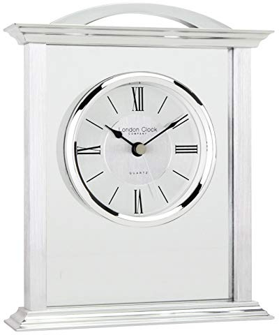 London Clock Silver Mantel Clock, 18 x 15 x 4.5cm