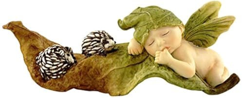 Top Collection Miniatur Feengarten und Terrarium Statue Schlafende Fee Baby mit Igeln