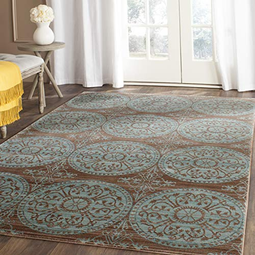 SAFAVIEH Valencia Collection Area Rug - 5' x 8', Brown & Alpine, Boho Chic Distressed Design, Non-Shedding & Easy Care, Ideal for High Traffic Areas in Living Room, Bedroom (VAL214H)