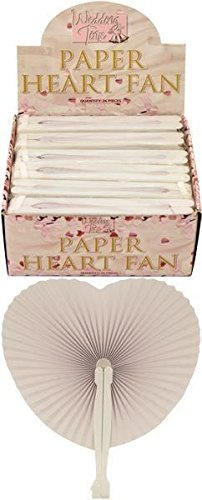 12 Wedding Anniversary Handheld Folding Paper Heart Fan Loot Party Bag Filler