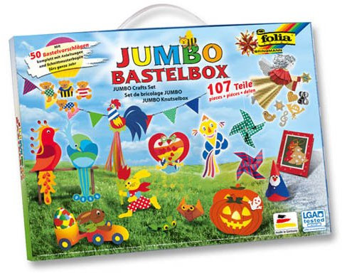 Folia Jumbo Bastelbox, 107-teilig - Bastelkoffer Bastelset Kreativset Bastelmaterial