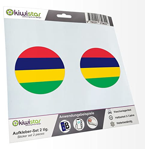 KIWISTAR - 2X Kennzeichenaufkleber - Mauritius - Kennzeichen Aufkleber Sticker Nummernschild Land Country Nation