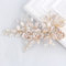 SWEETV Light Rose Gold Hochzeit Haarspange Strass Braut Kamm Haarspange - Handmade Flower Clip Kopfschmuck für Frauen
