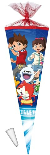 Schultüte - Yo-Kai Watch - Manga Figuren - 50 cm - rund - mit Tüllabschluß - Zuckertüte - mit/ohne Kunststoff Spitze - Nestler - Jungen Mädchen - Yo Kai..