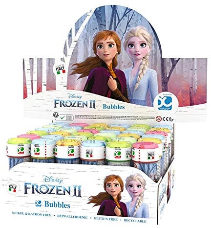 DULCOP - Pacco da 36 bolle Frozen - Bolle di sapone - 60 ml - 047574PA - Blu - Plastica - Licenza ufficiale - Giocattolo per bambini - Gioco all'aperto - A partire dai 3 anni