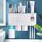 TuCao Zahnbürstenhalter Wandmontage mit Auto Toothpaste Dispenser Squeezer Kit, 6 Zahnbürstenschlitz mit staubdichter Abdeckung, 3 Magnetbecher und Kosmetik-Organizer-Schublade (3 Becher)