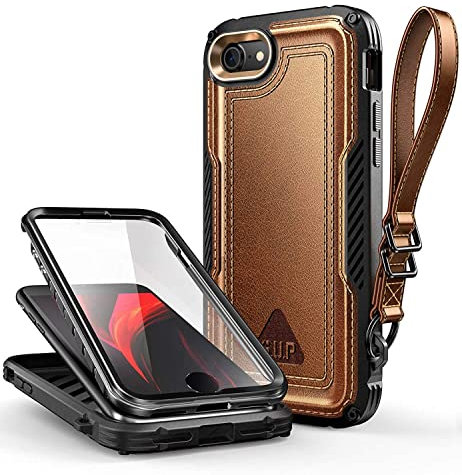 SUPCASE Unicorn Beetle Royal Rugged Leather Case for 4.7-Inch iPhone SE 7/8 2020/2022, Brown