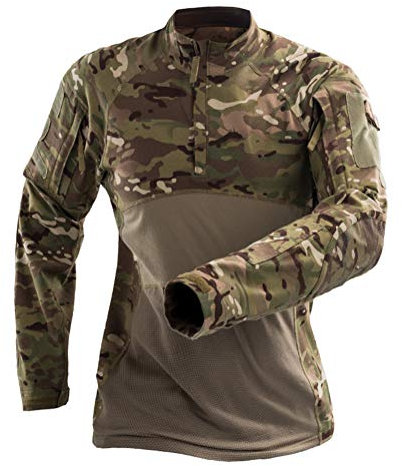 Onsoyours Herren Militär-T-Shirt Tactical Shirt Combat Shirt Slim Fit Langarm Camouflage Shirt Paintball Airsoft Army Hemd Militär Uniform A Braun M