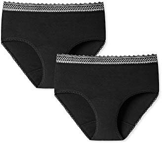 Schiesser Damen 2 Pack Menstruationswäsche/ Periodenslip Komfortschnitt Auslaufsicher - Secret Care Tiefschutz, Schwarz_176300, 38-40 EU