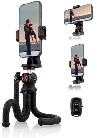Lammcou Treppiede per telefono, Mini treppiede flessibile portatile da viaggio con supporto per smartphone e telecomando del cellulare per Vlogging Video Live Streaming Camera Camcorder Tripod