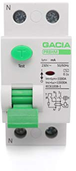 Disjoncteur différentiel - Différence à l'électricité - Disjoncteur - Disjoncteur FI - RCD - RCCB (25A - 2P - 30mA - 10kA - TYPE AC)