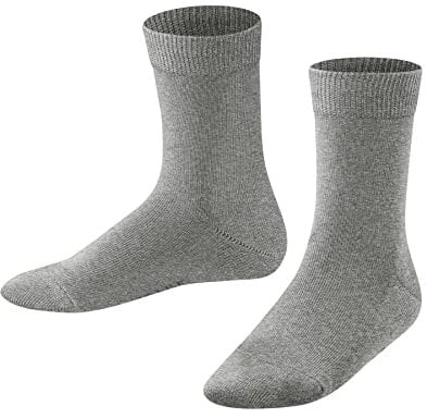 FALKE Unisex Kinder Socken Family K SO nachhaltige biologische Baumwolle einfarbig 1 Paar, Grau (Light Grey 3400) neu - umweltfreundlich, 35-38
