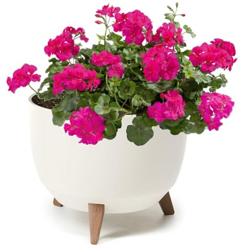 botle Blumentopf mit Füßen aus Kunststoff, Schüssel Rund mit Einsatz, Farbe (cremig, D 47 cm x H 26,5 cm)