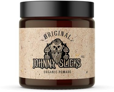 Johnny Slicks Oil Based Pomade | Organic Hair Styling for Men, Low to Medium Hold | Promotes Healthy Hair Growth & Helps Hydrate Dry Skin, (Original, 4 Ounce) Veteran Owned, USA Made.