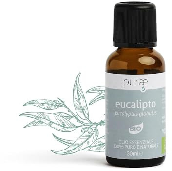 Purae Olio Essenziale di Eucalipto Bio 100% Puro e Naturale Oversize, 30ml