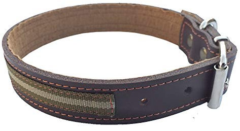 Tiendas LGP - Collar para Perros de Piel Flor con Bandera de Andalucía, Color árido, 2,5 x 51 cm, Color Marrón