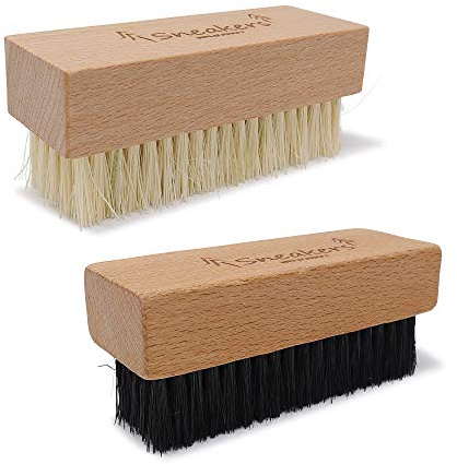 WALDKRAFT Sneaker-Bürste Blackforest | Hochwertige Schuhbürste aus Buchenholz | Schonende Naturborsten (Schwein) oder Fibre-Borsten (vegan) (hell + dunkel, 2)