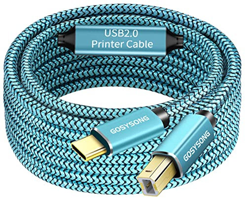 GOSYSONG 50ft Active USB C to B Printer Cable Compatible with Printer, Scanner, Fax, Piano,Midi Keyboard,Audio Recording
