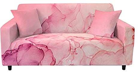 Surwin Elastisch Sofa Überwürfe 1 2 3 4 Sitzer, 3D Muster Sofabezug Stretch Schonbezug Universal Sofahusse für Armlehnen Sofa Abdeckung Polyester Couchbezug (Rosa,2 Sitzer (145-185cm))