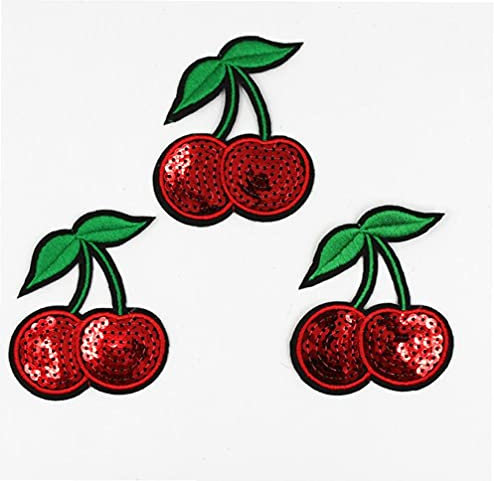 10 Stücke Bestickte Patches Kirsche Pailletten Obst Eisen Auf Patch Nähen Applique Motif Abzeichen Für Kleidungszeichen