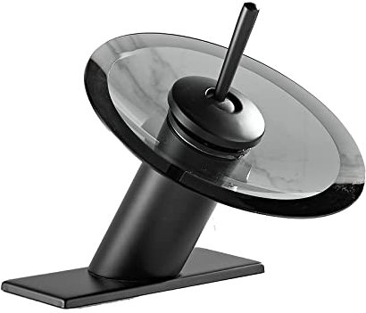 Bathroom Faucet Black Glass Spout Waterfall Single Handle One Hole Bath Sink Faucet Vanity Lavatory Basin Mixer Tap with Cover Plate Deck Mount Commercial