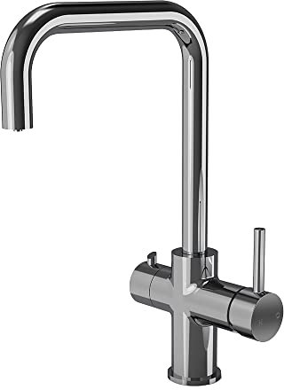 Excel Home,3 in 1 sofort gefiltertes kochendes Wasser Küchenarmatur – Chrom,Wasserhahn, 2.4 l Kesseleinheit und Filter-Set,schönes minimalistisches,Instanttee und heiße Getränke,(Chrom)