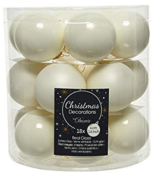 Weihnachtskugeln Glas 4cm x 18 Stück kleine Christbaumkugeln wollweiß