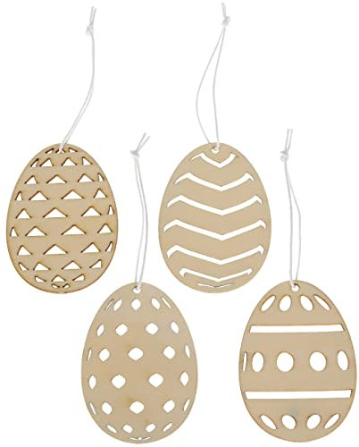 Papierdrachen 12 Osteranhänger aus Holz - Wiederverwendbare Oster Dekoration 7x7 cm - 1,8cm dick - 4 Verschiedene Designs je 3X - Muster - Set 1