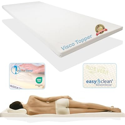Doctorsleep Viscoelastische Matratzenauflage „MediTopper Deluxe Plus mit Memory Foam Effekt. Größe: 180x200x3cm Härtegrad 2 mit Aloe Vera EC Bezug