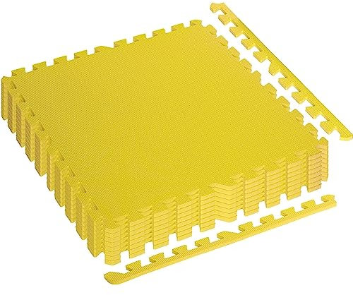 MOVIT® Boden-Schutzmatten, ca. 3 m², 8 Puzzle-Matten-Teile 60 x 60 x 1,2 cm inkl. 16 Endstücke, 11 Farben, Unterlegmatten Trainingsmatten, gelb