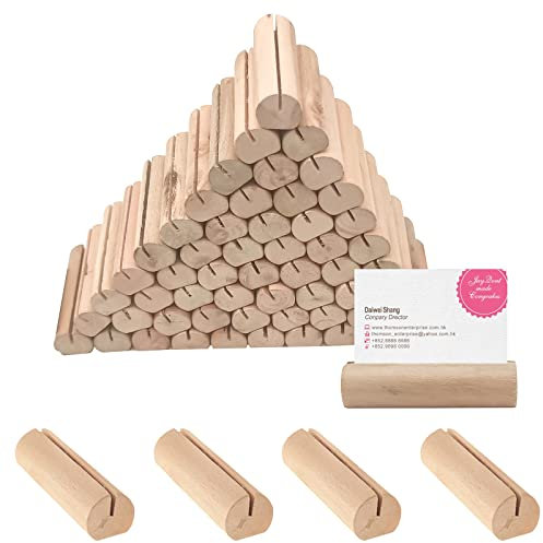 DRADERCH Lot de 60 porte-cartes en bois - Porte-cartes de table - Porte-cartes de menu - En bois massif - Pour banquet, fête, décoration de table