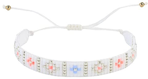 KELITCH Damen Armbänder Perlen Miyuki breite Armbänder Sternmuster Dekoration Größe verstellbar mit unelastischem Seil Armband für Damen Self Statement Freundschaftsgeschenke