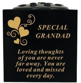 David Fischhoff Graveside Memorial Black & Gold Rose Bowl with Hearts - Special Grandad