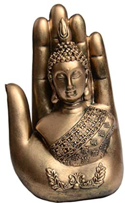 WOONEKY Figur Buddhistische Ungewöhnlich Meditative Zimmer Statue Thailand Golden- Desktop Hand Schlafzimmer Für Auto Buddha Harz X Dekorativ Büro In Thai Sitzend