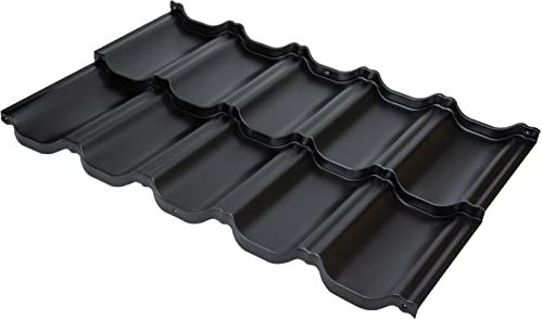 BUDMAT Modulare Dachplatten Blech Ziegeloptik Venezia X-Matt - Leicht Verzinkte Bleche Einfache Montage - Wiederholbare Farbe - Korrosionsbeständig - 1195x700cmx0.5mm - X-Matt Schwarz BT015H