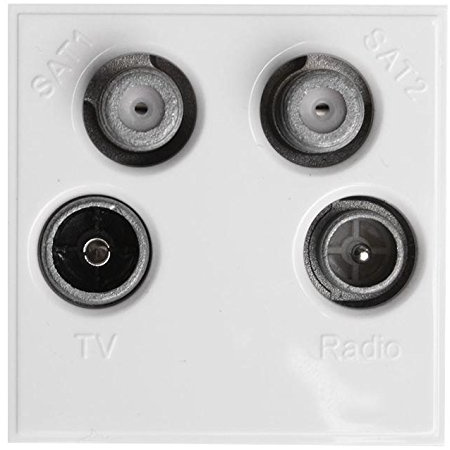 Modul TV, Radio & Twin SAT WHT, Wandplatten/Steckdosen, Antennen-Satellitenausrüstung, 1 Stück | MW750