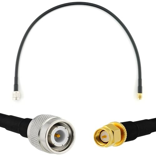 50cm TNC Stecker auf SMA Stecker Koaxialkabel — TNC SMA Verlängerungskabel HF-240 (LMR 240 Äquivalent) 0,5 Meter Jumper Kabel (50 Ohm) — Schwarz Antennenkabel für HAM Radio CB Funk WIFI Antenne