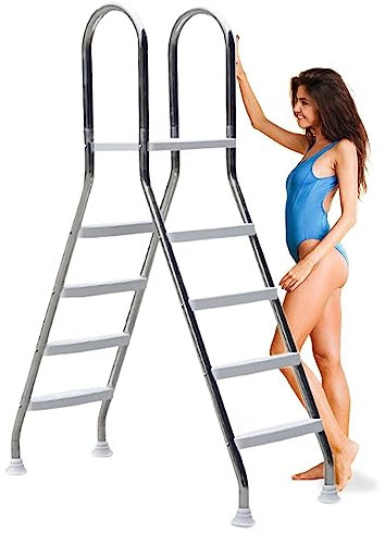 BOTOWI Escalera de Piscina, 52 Escalera sobre el Suelo, Carga 500 LB, 304 Escaleras de Piscina de Acero Inoxidable, 4 peldaños Antideslizantes Escaleras para Adultos Inicio Cocina Interior