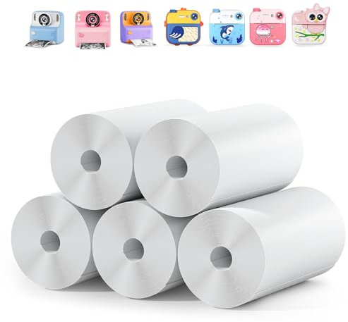 Lot de 5 Rouleaux de Papier Thermique pour Appareil Photo Instantané, Design Sans Encre Spécialement Conçu pour Les Enfants