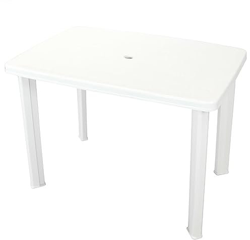 Camerina Gartentisch Weiß 101 x 68 x 72 cm Kunststoff Gartentisch Ausziehbar Outdoor Tisch Gartentische Terrassentisch Gartentisch HöHenverstellbar