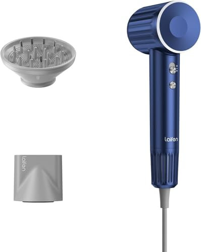 Laifen Sèche-cheveux Sèche-cheveux à 200 millions d'ions négatifs avec moteur sans balais de 110 000 tr/min pour un séchage rapide, sèche-cheveux haute vitesse, faible bruit avec diffuseur (bleu)