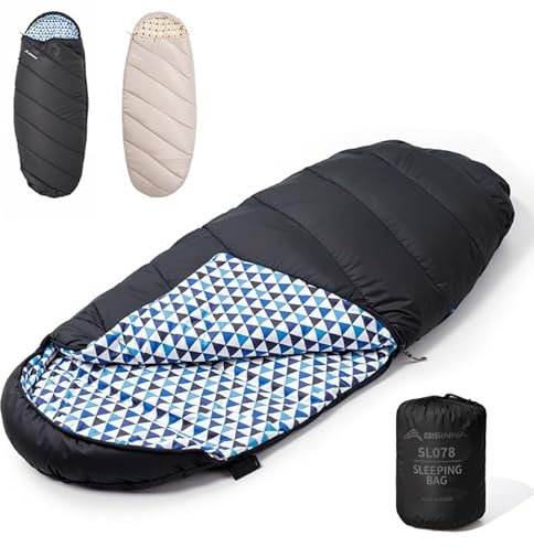 BISINNA XL Schlafsack 3~4 Jahreszeiten Flanell Schlafsack für Erwachsene Wasserdicht Schlafsäcke Winter Warm Perfekt für Camping, Indoor, Outdoor und Kaltes Wetter
