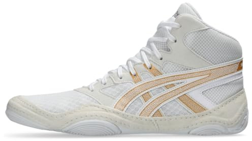 ASICS Men's Snapdown 4 Wrestling Shoes, 9.5, White/Pure Gold