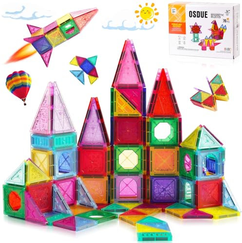 OSDUE Condis Jeux d'Aimantés Construction Magnétiques - 70 Pièces, Magnétiques Enfants Educatif Jeux Cadeaux pour Enfants à Partir de 3 à 8 Ans